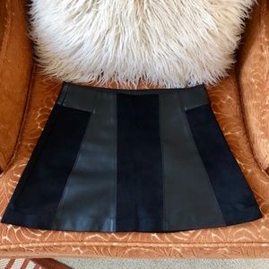 Zara Black Faux Suede/ Leather Skirt